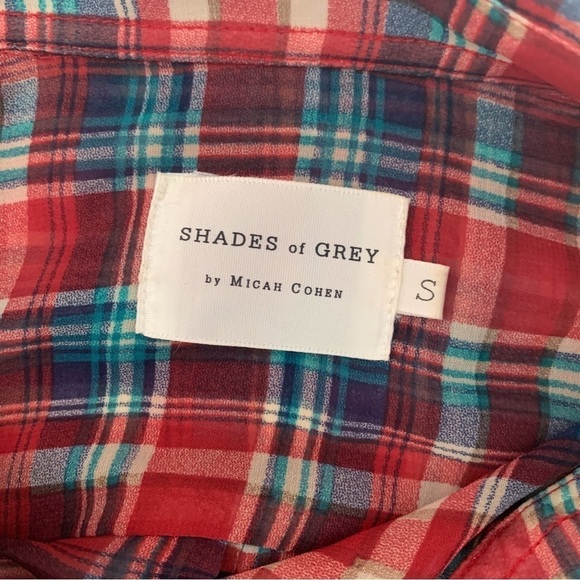 Shades of Grey Micah Cohen Women's Semi Sheer Plaid Shirt Small - Picture 4 of 7
